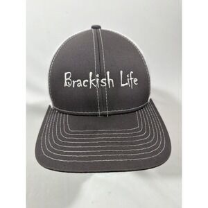 Brackish Life Trucker Hat Brown Mesh Snapback Cap Outdoor Fishing Lifestyle